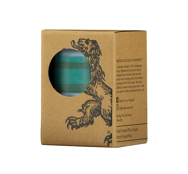 Twiggy striped green pillar candle British colour Standard