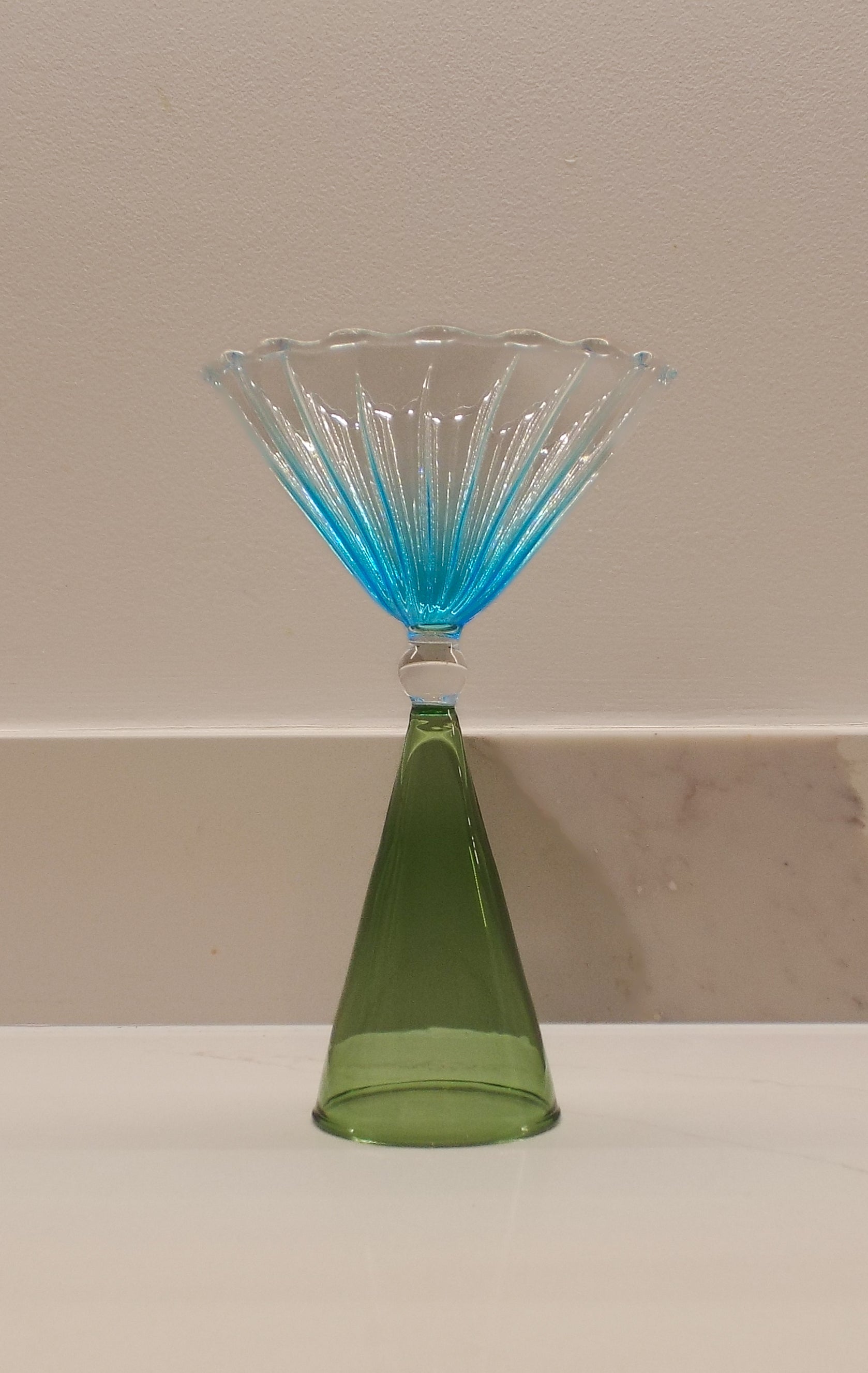 Twiggy irregular wine glass green & blue