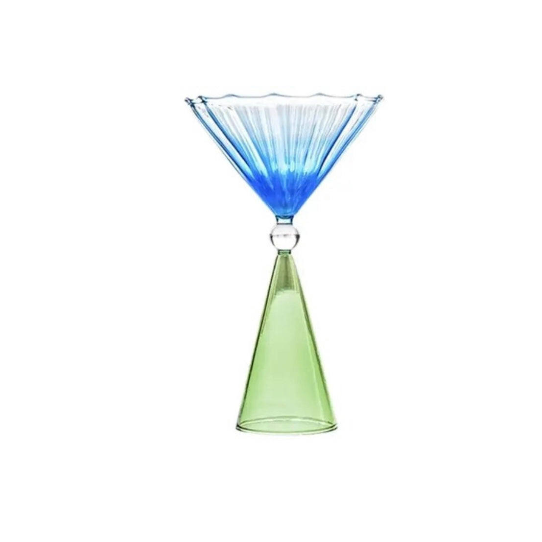 Twiggy irregular wine glass green & blue