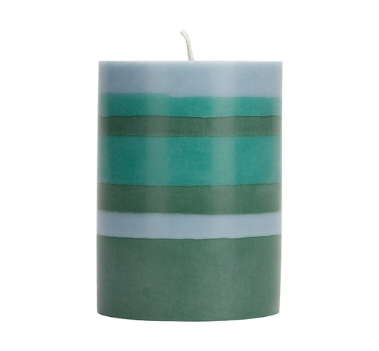 Twiggy striped green pillar candle British colour Standard