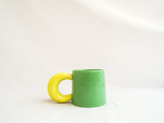 Twiggy chunky Luna mug in Green & Yellow