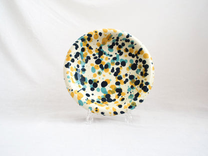 blue splatter plate