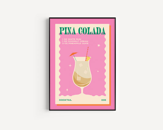 proper good Pink Pina Colada Drink Print